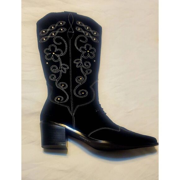 WOMENS EMBELLISHED SUEDE WESTERN STYLE BOOTS - Picture 5 of 12